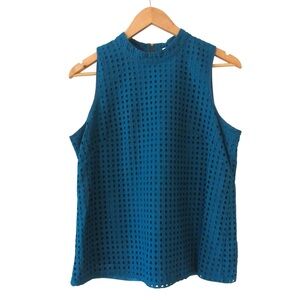 J Crew Factory Sleeveless Teal Eyelet Top